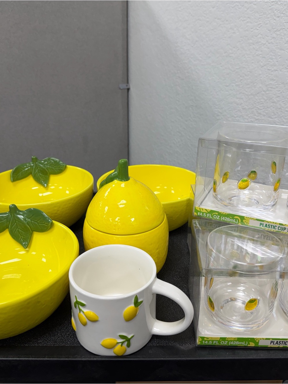 Bright Yellow Lemon Ceramic Kitchen Set - Unbranded